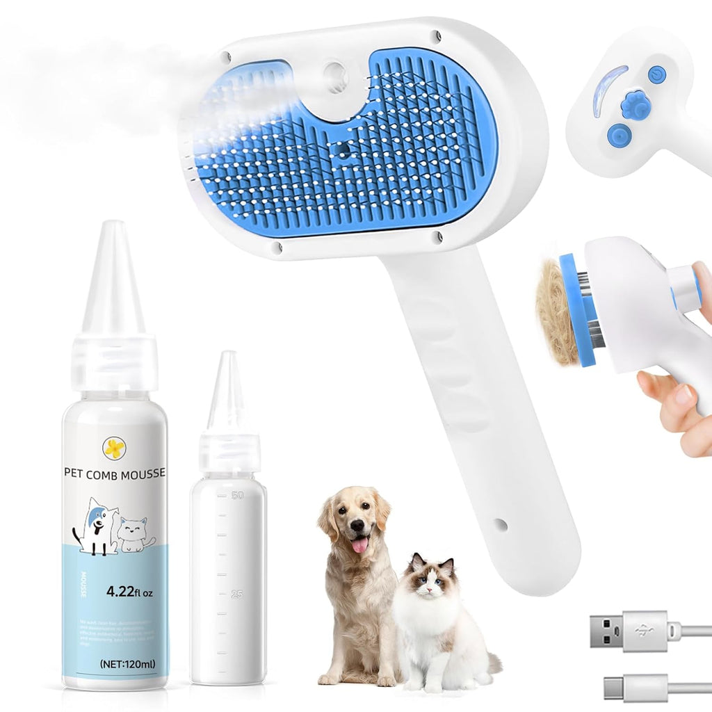 3-in-1 Pet Steam Grooming Brush