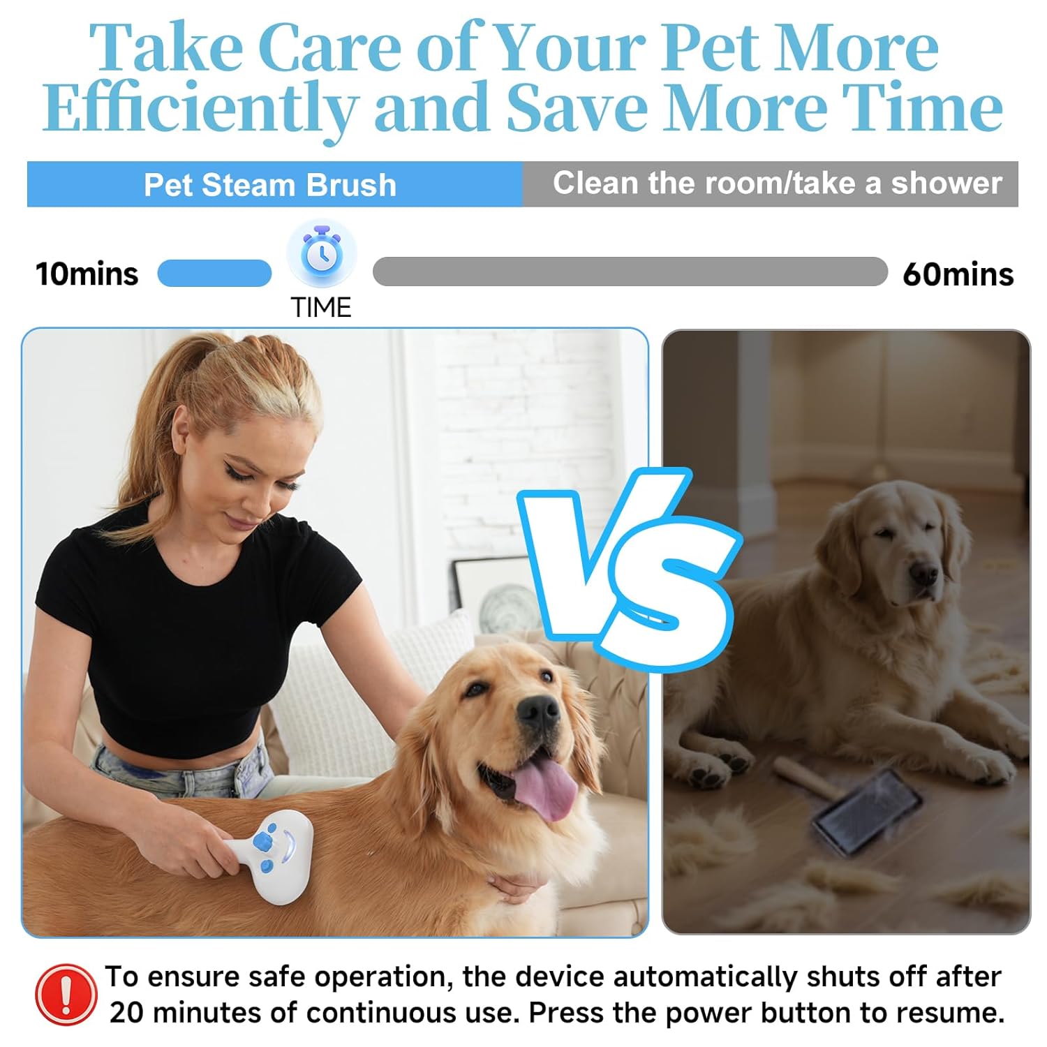 3-in-1 Pet Steam Grooming Brush