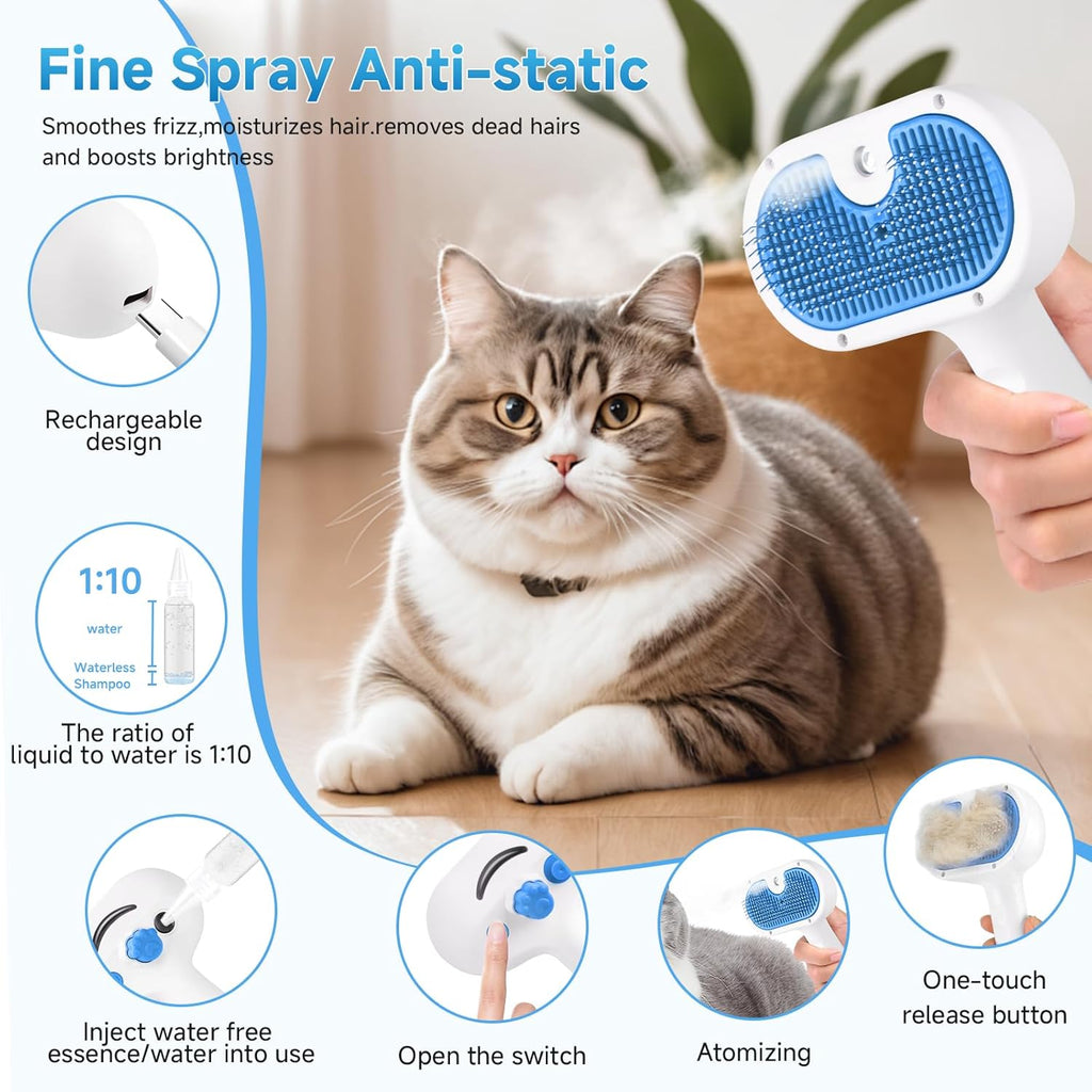 3-in-1 Pet Steam Grooming Brush