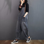 Spring Fashion Button Jeans Harem Jumpsuit